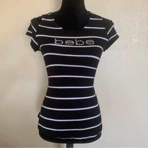 Y2K vintage Bebe Black and White Striped Women's Top